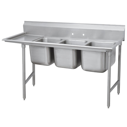 Bồn rửa 3 ngăn Advance Tabco 9-23-60-36 Super Saver 271,8 cm ba ngăn Pot Sink với 91,4 cm Left mặt ráo nước