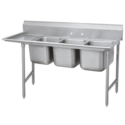 Bồn rửa 3 ngăn Advance Tabco Regaline 272 cm, mặt để ráo trái 91 cm, 93-23-60-36