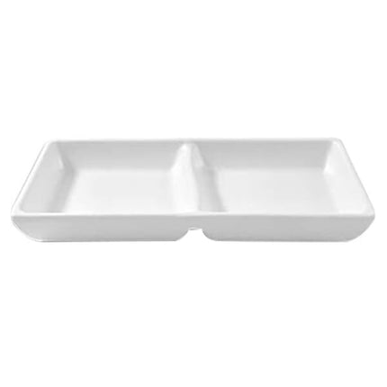 Đĩa chấm nhựa melamine 2 ngăn màu trắng Elite Global Solutions JW521 Zen 118 ml - Thùng 6 cái