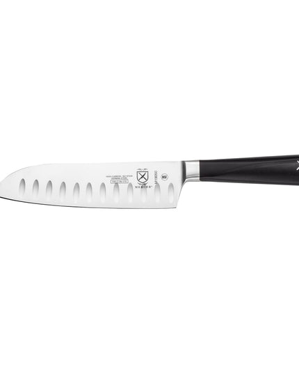 Dao Santoku Mercer Culinary M19050 17.8 cm Lưỡi Granton Cán POM Đen Thép Đức Carbon Cao