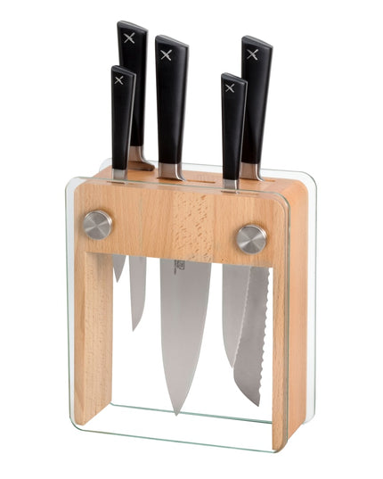 Bộ Dao 6 Món Mercer Culinary M19105 Kèm Giá Đỡ Kính Gỗ Cao Su