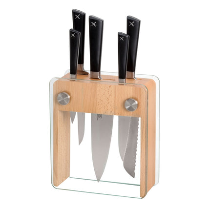 Bộ Dao 6 Món Mercer Culinary M19105 Kèm Giá Đỡ Kính Gỗ Cao Su