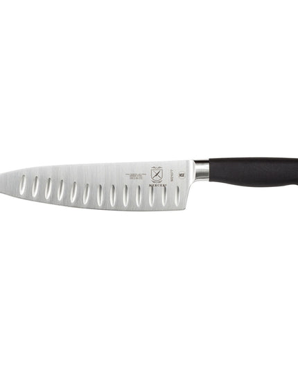 Dao Bếp Trưởng Mercer Culinary M21077 20.3cm Rãnh Granton Cán Santoprene® Đen Thép Đức Carbon Cao