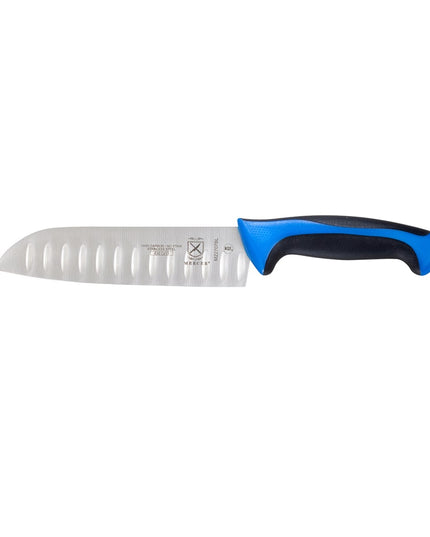 Dao Santoku Mercer Culinary M22707BL 17.8cm Lưỡi Thép Nhật Carbon Cao Tay Cầm Santoprene®/Polypropylene Xanh Dương