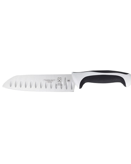 Dao Santoku Mercer Culinary M22707WBH 17.8 cm Lưỡi Thép Nhật Carbon Cao Cán Santoprene®/Polypropylene Trắng