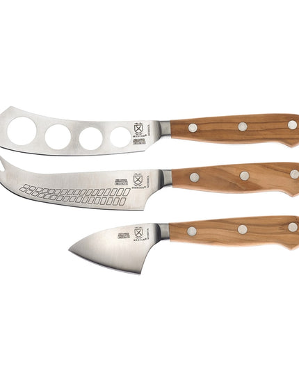Bộ 3 Dao Phô Mai Mercer Culinary M23608OL Cán Gỗ Ô Liu, Thép Đức Cacbon Cao