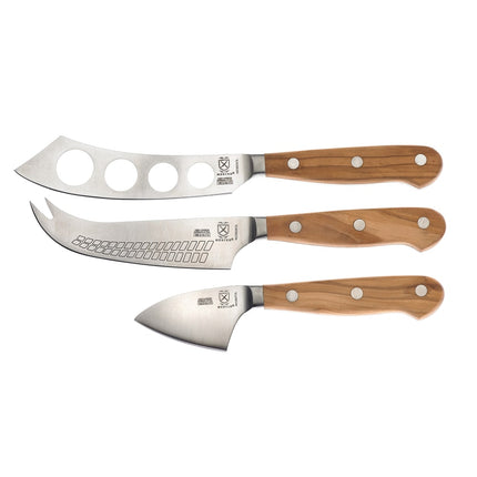 Bộ 3 Dao Phô Mai Mercer Culinary M23608OL Cán Gỗ Ô Liu, Thép Đức Cacbon Cao