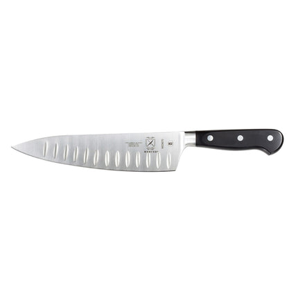 Dao Bếp Trưởng Mercer Culinary M23670 20.3cm Rãnh Granton Cán Delrin® Đen Thép Đức Carbon Cao