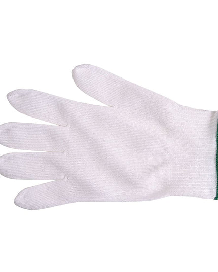 Găng Tay Chống Cắt Mercer Culinary M33411M Cỡ Trung - Dệt Gia Cường Polyethylene, Trắng Viền Xanh Lá