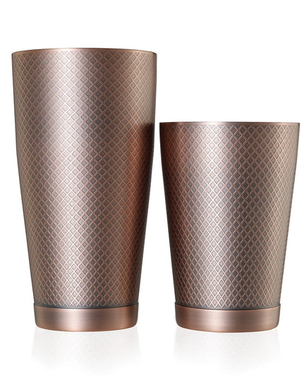 Bộ Bình Lắc Cocktail Barfly Hoa Văn Kim Cương Thép Không Gỉ 828 ml & 532 ml Màu Đồng Cổ M37200ACP