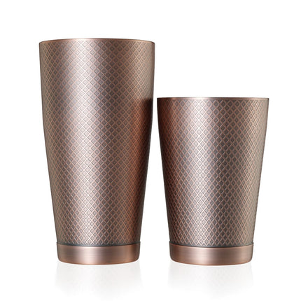 Bộ Bình Lắc Cocktail Barfly Hoa Văn Kim Cương Thép Không Gỉ 828 ml & 532 ml Màu Đồng Cổ M37200ACP
