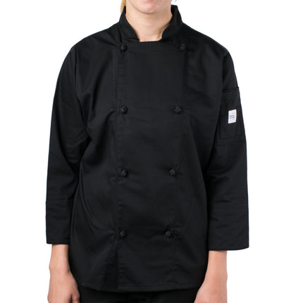 Áo bếp nữ tay dài khuy vải Mercer Culinary Genesis M61040BK - Màu đen, Size 2XL