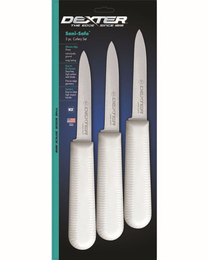 Bộ Dao Gọt SANI-SAFE® Dexter Russell S104-3PCP 8.3 cm Tay Cầm Polypropylene Trắng Thép Carbon