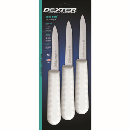 Bộ Dao Gọt SANI-SAFE® Dexter Russell S104-3PCP 8.3 cm Tay Cầm Polypropylene Trắng Thép Carbon