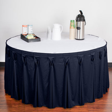 Váy bàn xếp ly nơ Snap Drape Wyndham 5,3 m x 74 cm màu xanh navy, kẹp Velcro, 5412EG29W3-011
