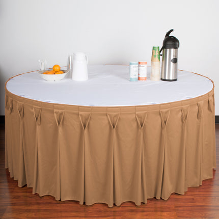 Váy bàn Snap Drape 5412GC29W3-049 Wyndham 6,4 m 15,2 cm x 73,7 cm Sandalwood xếp ly nơ với khóa dán Velcro® kẹp
