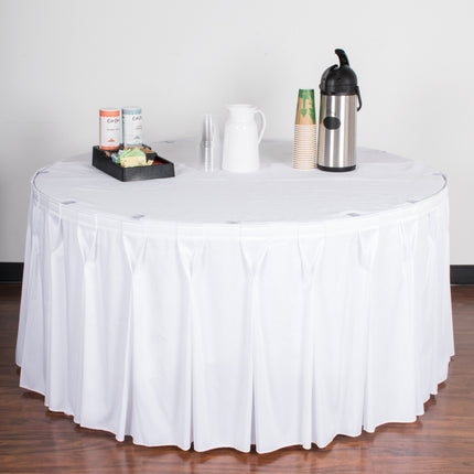 Váy quây bàn xếp nơ Snap Drape Wyndham 5,33 m x 74 cm màu trắng với kẹp Velcro