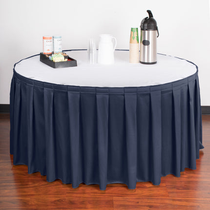 Váy bàn tiệc xếp ly hộp Snap Drape Wyndham xanh navy 5,3 m x 74 cm, kẹp Velcro