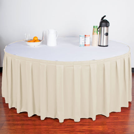 Váy bàn xếp ly hộp Snap Drape Wyndham 6,5 m x 74 cm màu ngà, kẹp Velcro, 5412GC29B3-756