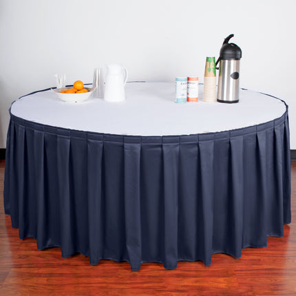 Váy bàn tiệc Snap Drape 5412GC29B3-011 Wyndham 21' 15,2 cm x 73,7 cm Navy hộp Pleat váy bàn Velcro® Clips