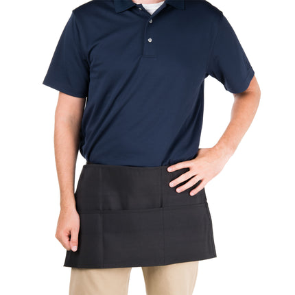 Tạp dề nửa thân polyester có thể tùy chỉnh Chef Revival đen, 3 túi