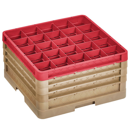 Giá đựng ly 25 ngăn màu be Vollrath Traex® CR6BBBB-32902 cỡ đầy đủ cao 24 cm kèm 3 ngăn nối màu be