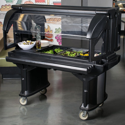 Quầy salad/buffet di động Cambro VBR5110 Versa đen 1,5 m kèm bánh xe tiêu chuẩn