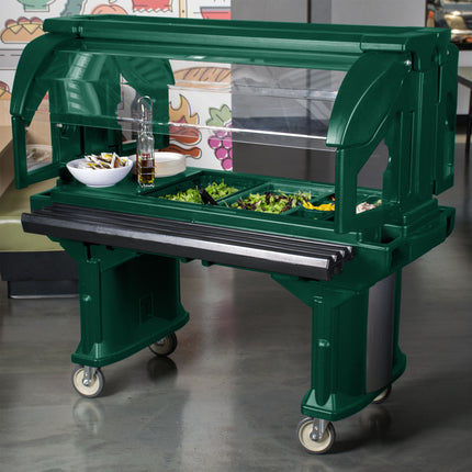 Quầy salad/thức ăn di động có bánh xe Cambro VBR5519 Versa 175 cm - Màu xanh lá
