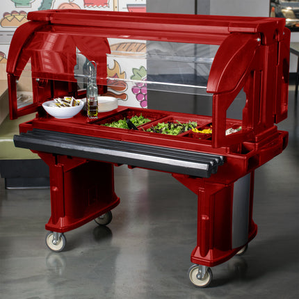 Quầy salad / thức ăn Versa Cambro VBR5158 1,5 m màu đỏ bánh xe tiêu chuẩn