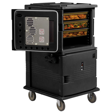 Tủ giữ nóng thực phẩm bằng điện kèm bánh xe chịu tải nặng Cambro Ultra Camcart UPCH16002HD110 màu đen - 220V (chỉ dùng q