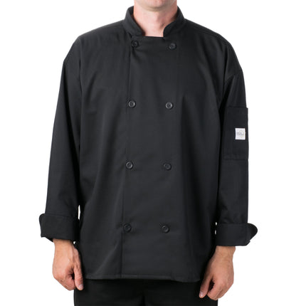 Áo bếp tay dài nhẹ Mercer Culinary Millennia Air M60017BK unisex màu đen lưng lưới toàn phần - 2XL