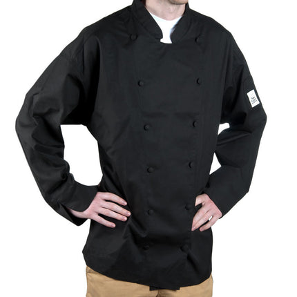 Áo bếp cao cấp tay dài Chef Revival Cuisinier J017 unisex màu đen tùy chỉnh - 4XL