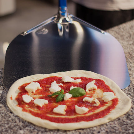 Xẻng pizza nhôm anod vuông GI Metal Azzurra 33 cm cán 119 cm A-32R/120