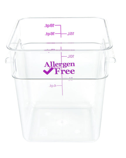 Cambro 18SFSCW441 Hộp Đựng Thực Phẩm Vuông 17 lít - CamSquare®, Không Gây Dị Ứng, Polycarbonate, Trong Suốt