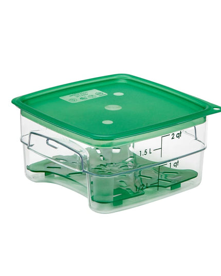 Hộp Đựng Thực Phẩm Vuông FreshPro Cambro 2SFSPROCW135 1.9 lít - CamSquare®, Polycarbonate, Vạch Chia Xanh