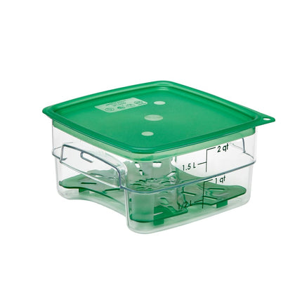Hộp Đựng Thực Phẩm Vuông FreshPro Cambro 2SFSPROCW135 1.9 lít - CamSquare®, Polycarbonate, Vạch Chia Xanh