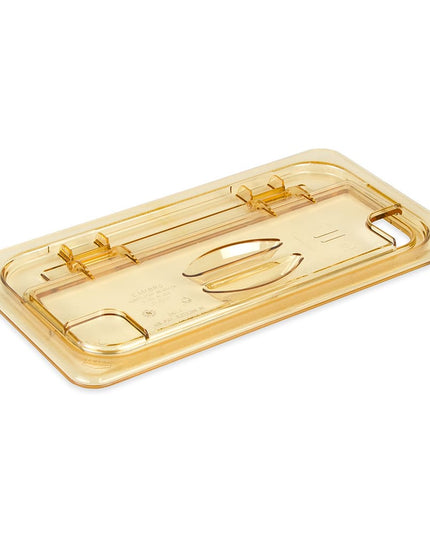 Cambro 30HPLN150 Nắp FlipLid Khay Thức Ăn Nóng - Cỡ 1/3, Khía Cạnh, Bản Lề, Màu Hổ Phách