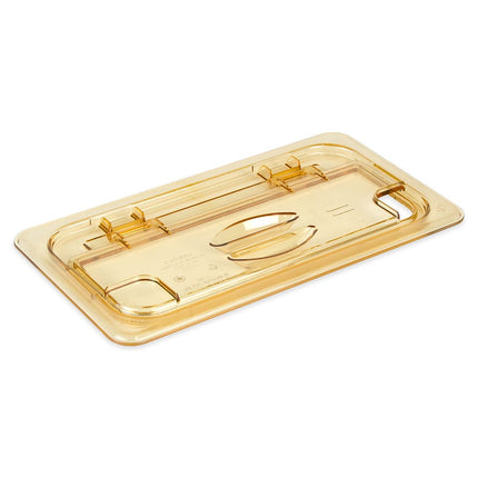 Cambro 30HPLN150 Nắp FlipLid Khay Thức Ăn Nóng - Cỡ 1/3, Khía Cạnh, Bản Lề, Màu Hổ Phách