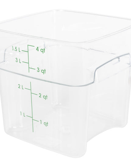 Hộp Đựng Thực Phẩm Vuông Cambro 4SFSPROCW135 FreshPro 3.8 l - CamSquare®, Polycarbonate, Vạch Chia Màu Xanh