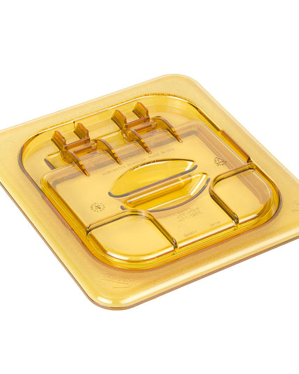 Cambro 60HPL150 FlipLid Nắp Khay Thực Phẩm Nóng - Cỡ 1/6, Bản Lề, Màu Hổ Phách