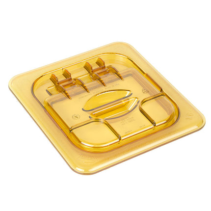 Cambro 60HPL150 FlipLid Nắp Khay Thực Phẩm Nóng - Cỡ 1/6, Bản Lề, Màu Hổ Phách