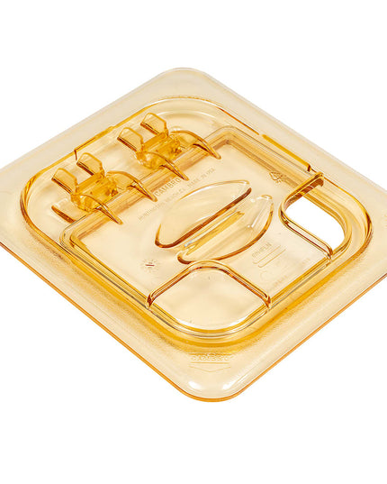 Cambro 60HPLN150 Nắp Khay Thức Ăn Nóng FlipLid - Cỡ 1/6, Có Rãnh, Bản Lề, Màu Hổ Phách