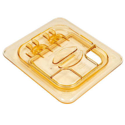 Cambro 60HPLN150 Nắp Khay Thức Ăn Nóng FlipLid - Cỡ 1/6, Có Rãnh, Bản Lề, Màu Hổ Phách