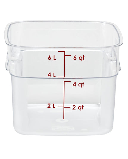 Hộp Đựng Thực Phẩm Vuông FreshPro Cambro 6SFSPROCW135 5.7 lít - CamSquare®, Polycarbonate, Vạch Chia Đỏ