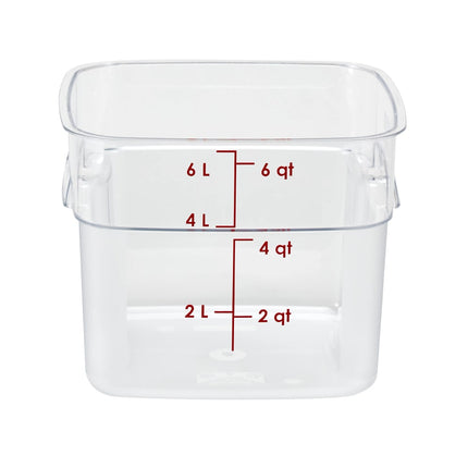 Hộp Đựng Thực Phẩm Vuông FreshPro Cambro 6SFSPROCW135 5.7 lít - CamSquare®, Polycarbonate, Vạch Chia Đỏ