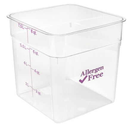 Hộp Đựng Thực Phẩm Vuông Cambro 8SFSCW441 7.6 lít - CamSquare®, Không Gây Dị Ứng, Polycarbonate, Trong Suốt