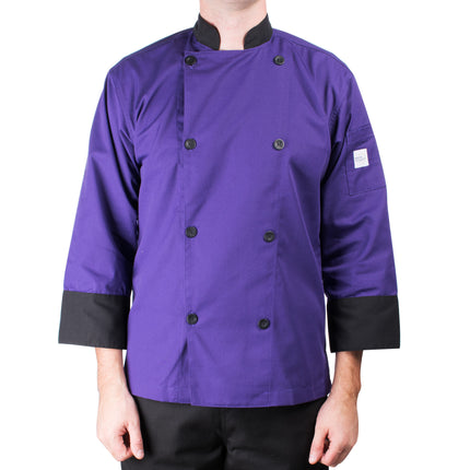 Áo bếp unisex tay lửng 3/4 tùy chỉnh màu tím Mercer Culinary Millennia® M60018PUB - 2X