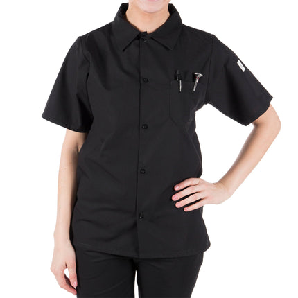 Áo đầu bếp poly-cotton màu đen Mercer Culinary size M