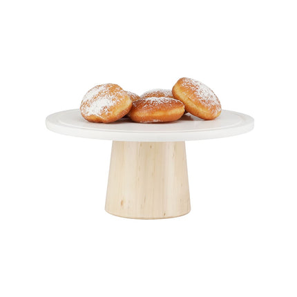 Đế Bánh Tròn Cal-Mil 22378-125-71 30.5 cm Đĩa Corian Trắng - Cao 12.7 cm, Đế Gỗ Maple