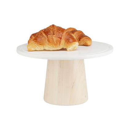 Đế Bánh Tròn Cal-Mil 22378-127-71 30.5 cm Đĩa Corian Trắng - Cao 18 cm, Đế Gỗ Maple